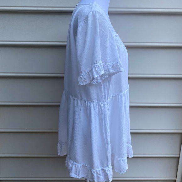 Jane and Delancey White Ruffle Women’s Tunic Oversized Size M - Picture 6 of 9
